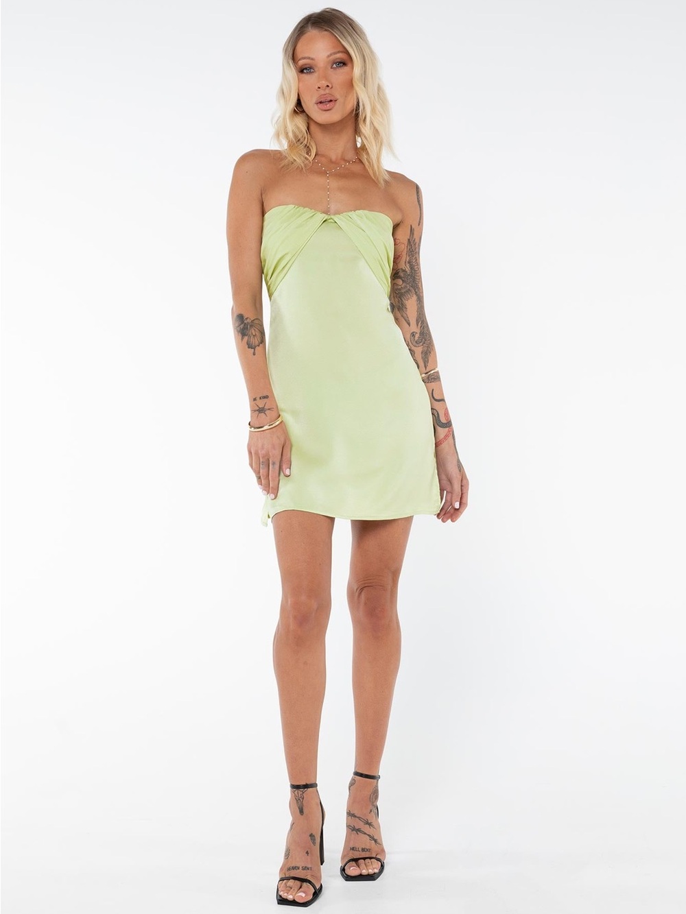 Princess Polly Strapless Light Lime Mini Dress